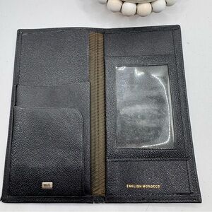 Rolfs vintage English Morocco black leather slim travel wallet